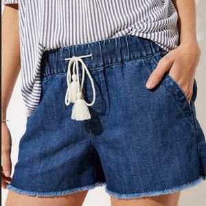 LOFT Denim Linen Drawstring Jean Shorts